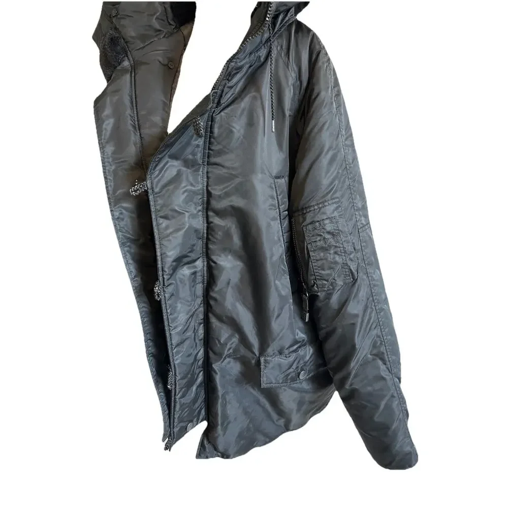 Y2K 90s Parka Insulated Jacket LONG Military Swim Pockets Women’s L Mossimo VTG